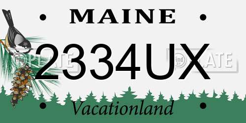 2334UX Maine License Plate