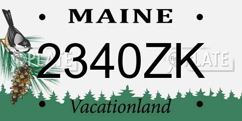 2340ZK Maine License Plate