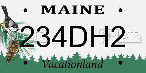 234DH2 Maine License Plate