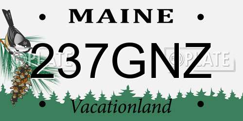 237GNZ Maine License Plate