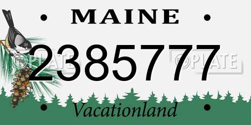 2385777 Maine License Plate