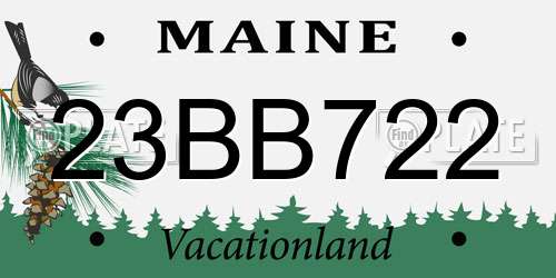 23BB722 Maine License Plate