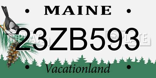 23ZB593 Maine License Plate