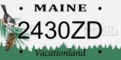 2430ZD Maine License Plate