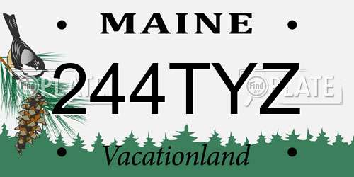 244TYZ Maine License Plate