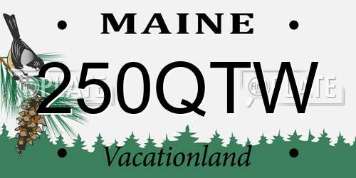 250QTW Maine License Plate