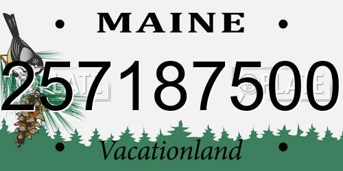 257187500 Maine License Plate