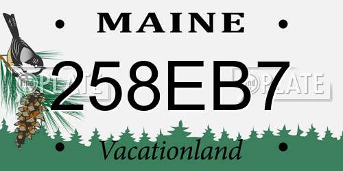 258EB7 Maine License Plate