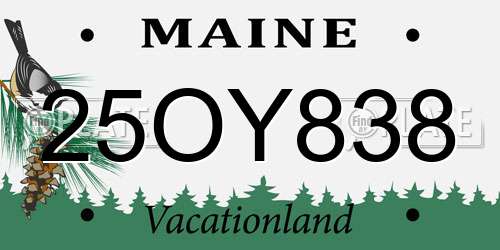 25OY838 Maine License Plate