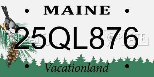 25QL876 Maine License Plate
