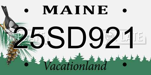 25SD921 Maine License Plate