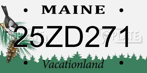25ZD271 Maine License Plate