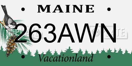 263AWN Maine License Plate