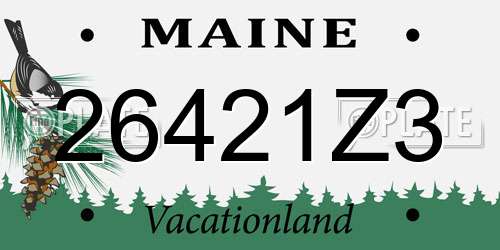 26421Z3 Maine License Plate