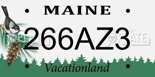 266AZ3 Maine License Plate