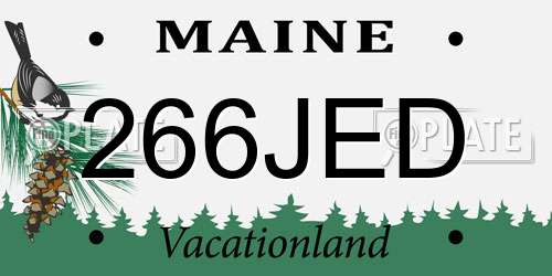 266JED Maine License Plate