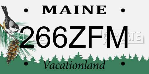 266ZFM Maine License Plate