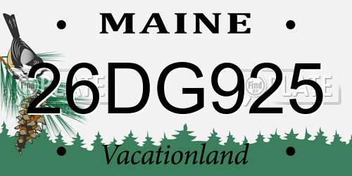 26DG925 Maine License Plate