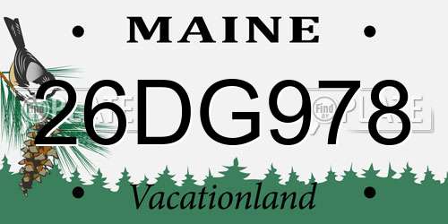 26DG978 Maine License Plate