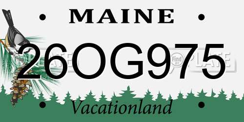 26OG975 Maine License Plate