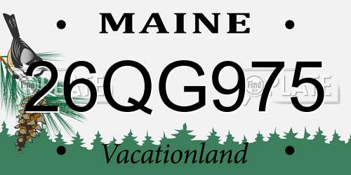 26QG975 Maine License Plate