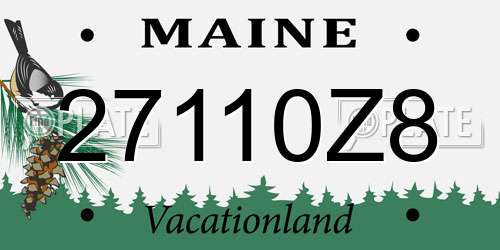 27110Z8 Maine License Plate