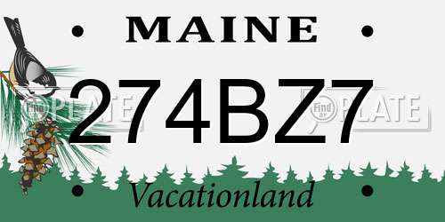 274BZ7 Maine License Plate
