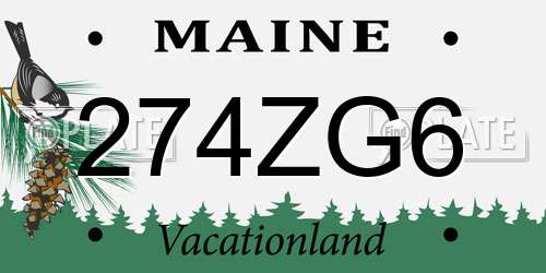 274ZG6 Maine License Plate