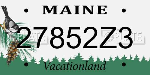27852Z3 Maine License Plate