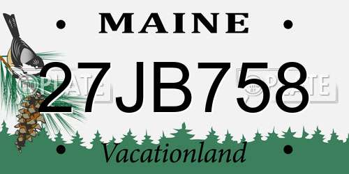 27JB758 Maine License Plate