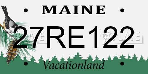 27RE122 Maine License Plate