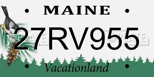 27RV955 Maine License Plate