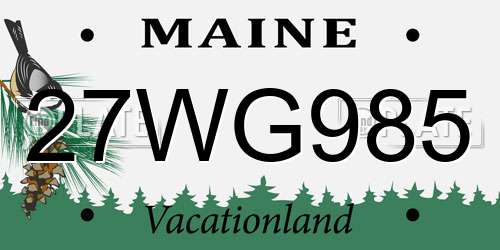 27WG985 Maine License Plate