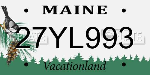 27YL993 Maine License Plate