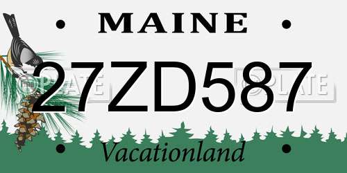 27ZD587 Maine License Plate