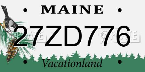 27ZD776 Maine License Plate