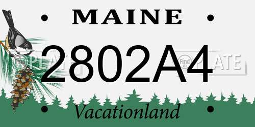 2802A4 Maine License Plate