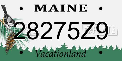 28275Z9 Maine License Plate