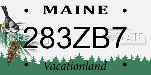 283ZB7 Maine License Plate