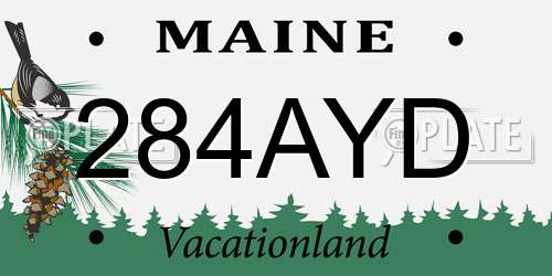 284AYD Maine License Plate
