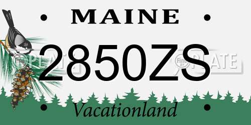 2850ZS Maine License Plate