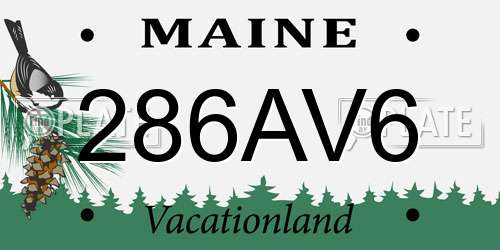 286AV6 Maine License Plate