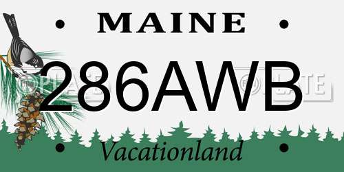 286AWB Maine License Plate