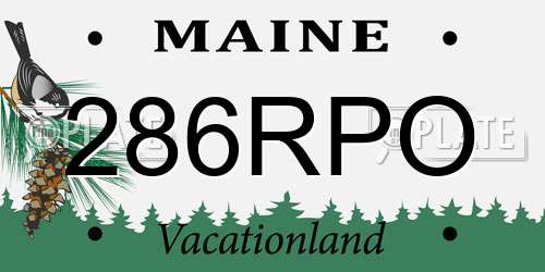 286RPO Maine License Plate