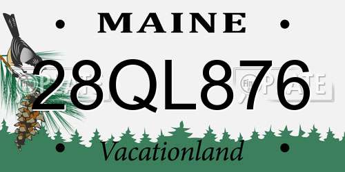 28QL876 Maine License Plate
