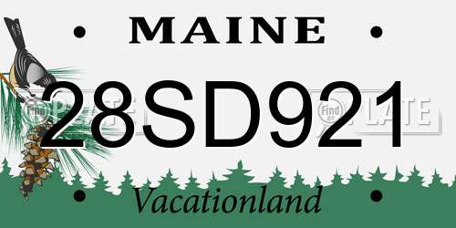 28SD921 Maine License Plate