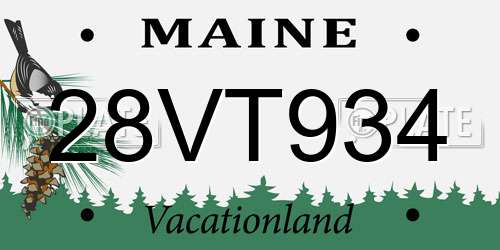 28VT934 Maine License Plate