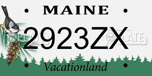 2923ZX Maine License Plate