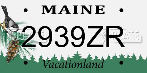 2939ZR Maine License Plate