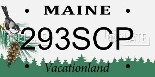 293SCP Maine License Plate